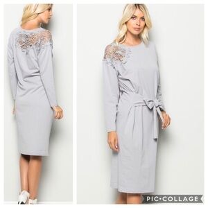 HP!🎉🎉Heather Gray Dress w/Open Lace